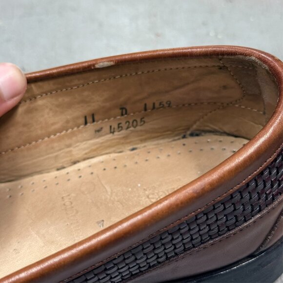 Allen Edmonds Bennington 11 D Leather Tassel Loafers Shoes Woven Cognac - Picture 7 of 8
